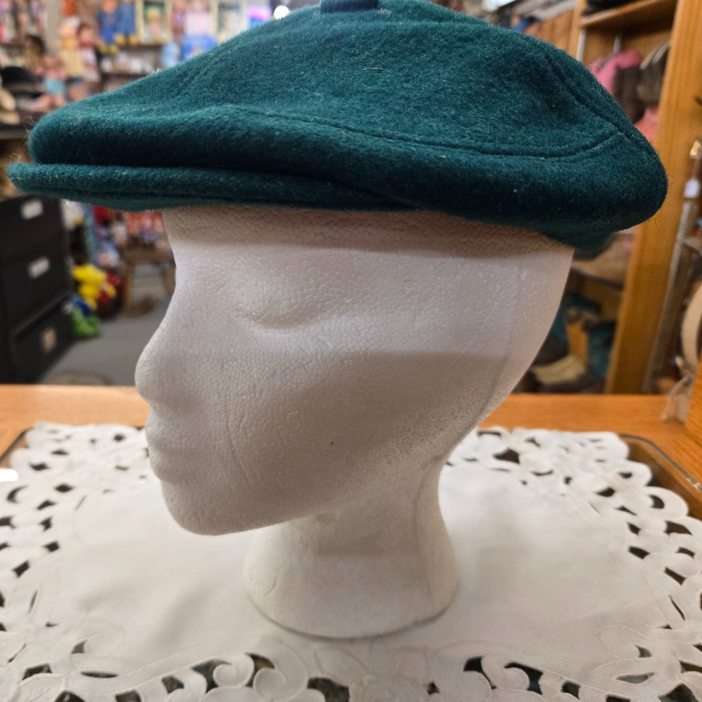 Vintage Green Newspaper Boy Cap Hat Double Snap Brim Benjamin Jordan
